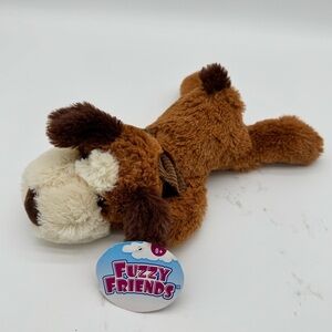 Fuzzy Friends Plush Dog Stuffed Animal Toy Brown Beige Laying Down